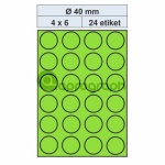 Samolepicí etikety průměr 40,0mm, zelené
