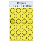 Samolepicí etikety průměr 40,0mm, žluté