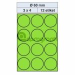 Samolepicí etikety průměr 60,0mm, zelené