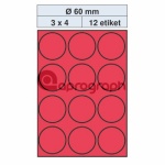 Samolepicí etikety průměr 60,0mm, červené