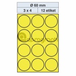 Samolepicí etikety průměr 60,0mm, žluté