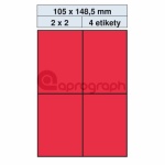 Samolepicí etikety 105,0mm x 148,5mm, červené