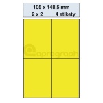 Samolepicí etikety 105,0mm x 148,5mm, žluté