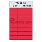 Samolepicí etikety 70,0mm x 36,0mm, červené
